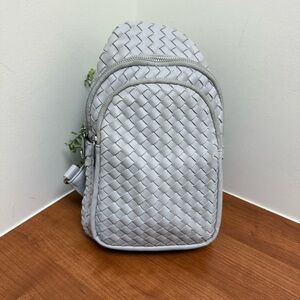 Urban Expressions Liberty Woven Sling Bag Light Gray Hobo Crossbody Shoulder